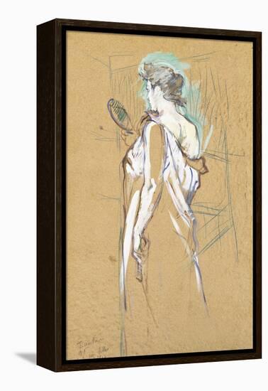 Elles - with Mirror in Hand, 1896-Henri de Toulouse-Lautrec-Framed Premier Image Canvas