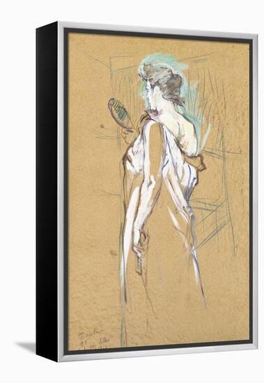 Elles - with Mirror in Hand, 1896-Henri de Toulouse-Lautrec-Framed Premier Image Canvas