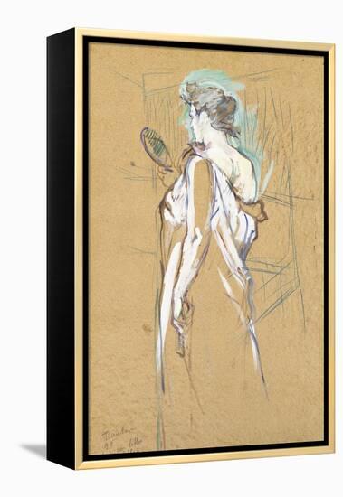 Elles - with Mirror in Hand, 1896-Henri de Toulouse-Lautrec-Framed Premier Image Canvas