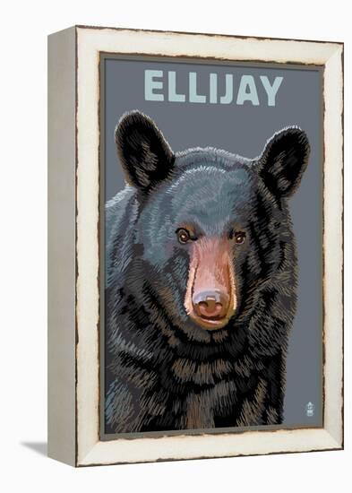 Ellijay, Georgia - Black Bear Up Close-Lantern Press-Framed Stretched Canvas