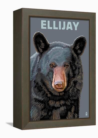 Ellijay, Georgia - Black Bear Up Close-Lantern Press-Framed Stretched Canvas