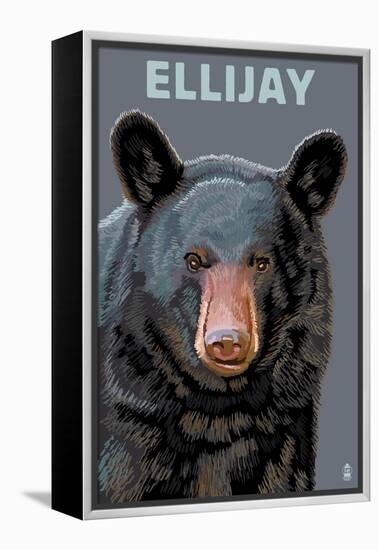 Ellijay, Georgia - Black Bear Up Close-Lantern Press-Framed Stretched Canvas