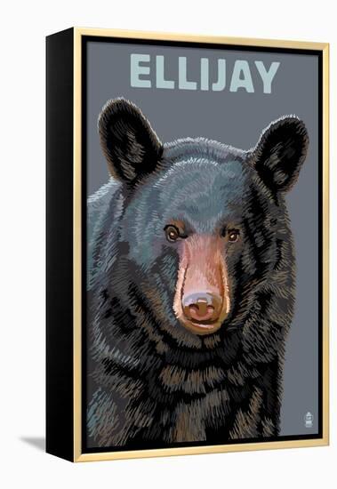 Ellijay, Georgia - Black Bear Up Close-Lantern Press-Framed Stretched Canvas