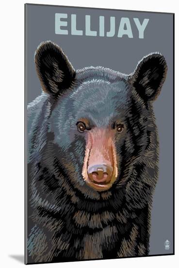 Ellijay, Georgia - Black Bear Up Close-Lantern Press-Mounted Art Print