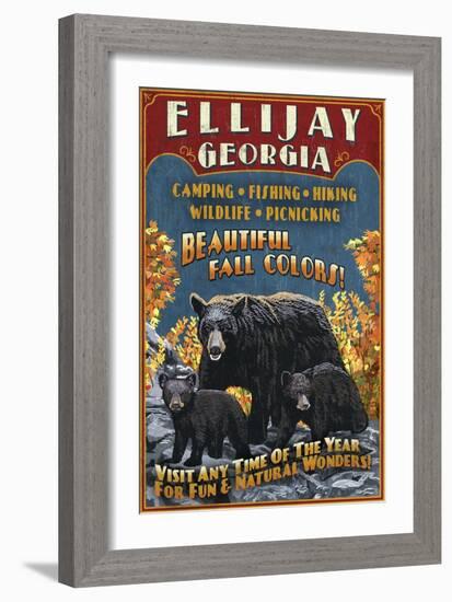 Ellijay, Georgia - Black Bear Vintage Sign-Lantern Press-Framed Art Print