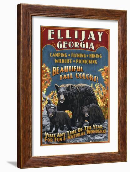 Ellijay, Georgia - Black Bear Vintage Sign-Lantern Press-Framed Art Print