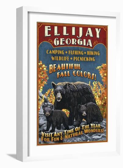 Ellijay, Georgia - Black Bear Vintage Sign-Lantern Press-Framed Art Print