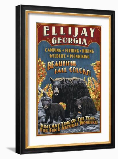 Ellijay, Georgia - Black Bear Vintage Sign-Lantern Press-Framed Art Print