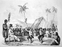 Dance of the Two Children, Hawaii, 19th Century-null-Giclee Print