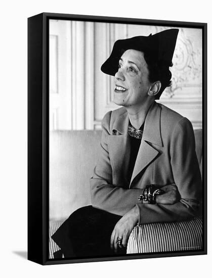 Elsa Schiaparelli Wearing a Jacket of Her New Magenta Color Known as "Shocking."-John Phillips-Framed Premier Image Canvas