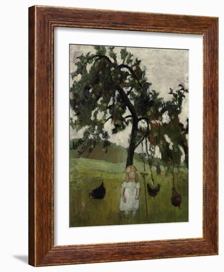 Elsbeth with chicken under an appletree. 1902-Paula Modersohn-Becker-Framed Giclee Print