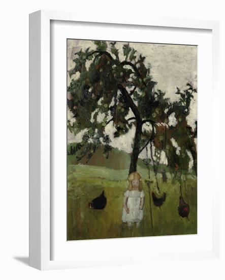 Elsbeth with chicken under an appletree. 1902-Paula Modersohn-Becker-Framed Giclee Print