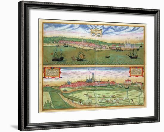 Elsenor and Ripen, from "Civitates Orbis Terrarum" by Georg Braun and Frans Hogenburg, circa 1572-Joris Hoefnagel-Framed Giclee Print