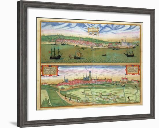 Elsenor and Ripen, from "Civitates Orbis Terrarum" by Georg Braun and Frans Hogenburg, circa 1572-Joris Hoefnagel-Framed Giclee Print