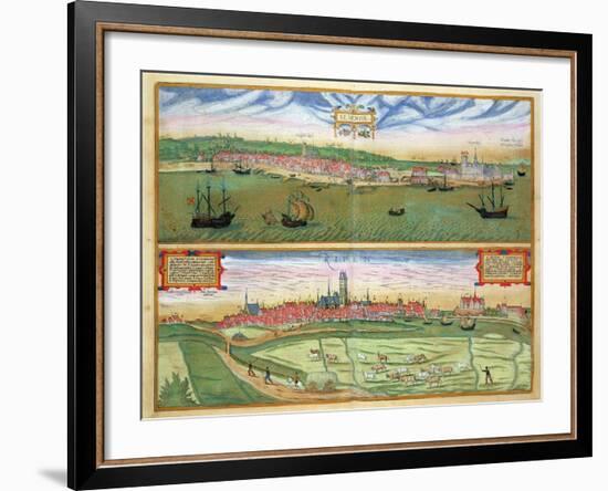 Elsenor and Ripen, from "Civitates Orbis Terrarum" by Georg Braun and Frans Hogenburg, circa 1572-Joris Hoefnagel-Framed Giclee Print