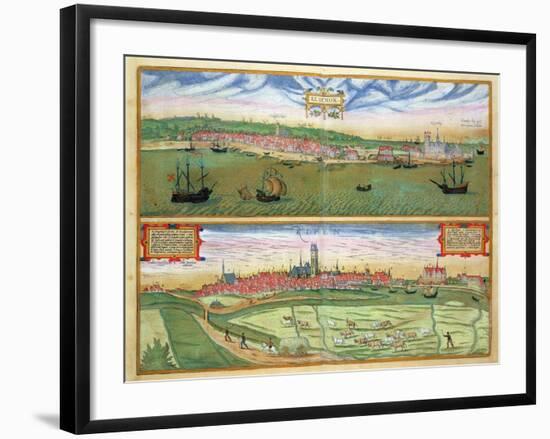 Elsenor and Ripen, from "Civitates Orbis Terrarum" by Georg Braun and Frans Hogenburg, circa 1572-Joris Hoefnagel-Framed Giclee Print