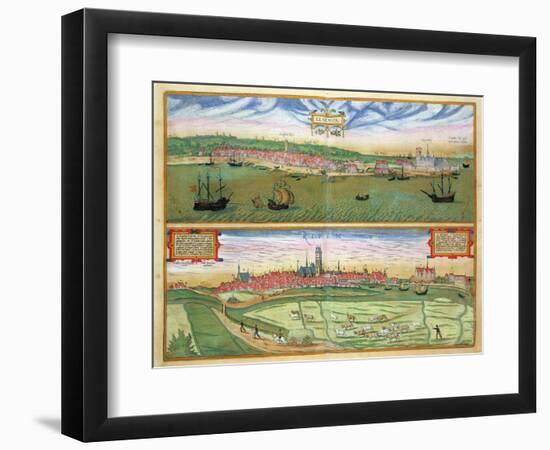 Elsenor and Ripen, from "Civitates Orbis Terrarum" by Georg Braun and Frans Hogenburg, circa 1572-Joris Hoefnagel-Framed Giclee Print