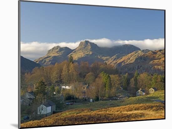 Elterwater Village with Langdale Pikes, Lake District National Park, Cumbria, England-James Emmerson-Mounted Photographic Print