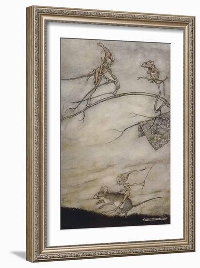 Elves and Mice-Arthur Rackham-Framed Art Print