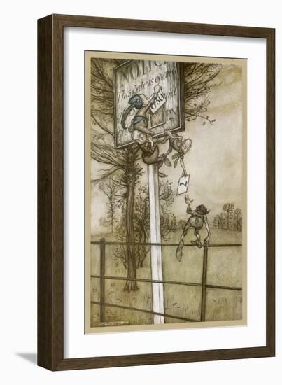 Elves Change Sign-Arthur Rackham-Framed Art Print