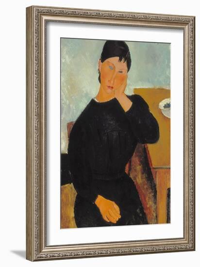 Elvira Resting at a Table, 1919-Amedeo Modigliani-Framed Giclee Print