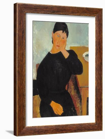 Elvira Resting at a Table, 1919-Amedeo Modigliani-Framed Giclee Print