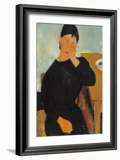 Elvira Resting at a Table, 1919-Amedeo Modigliani-Framed Giclee Print