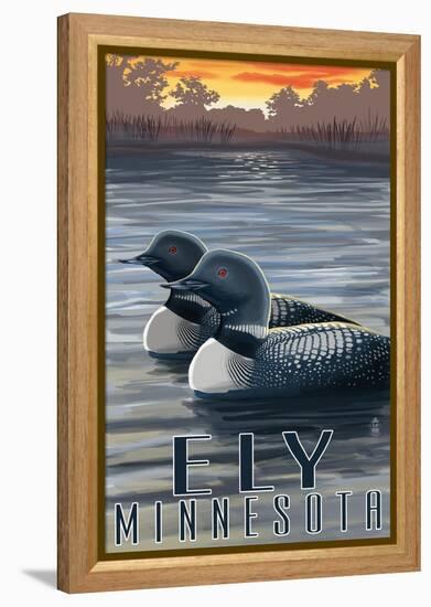 Ely, Minnesota - Loon on Lake-Lantern Press-Framed Stretched Canvas