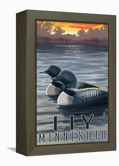 Ely, Minnesota - Loon on Lake-Lantern Press-Framed Stretched Canvas