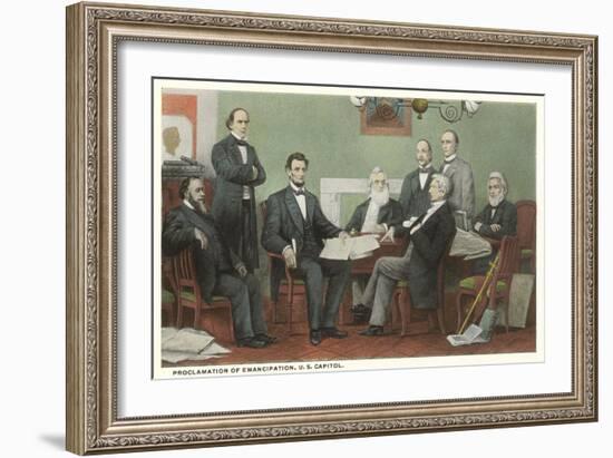 Emancipation Proclamation Signing, Lincoln and Cabinet-null-Framed Art Print