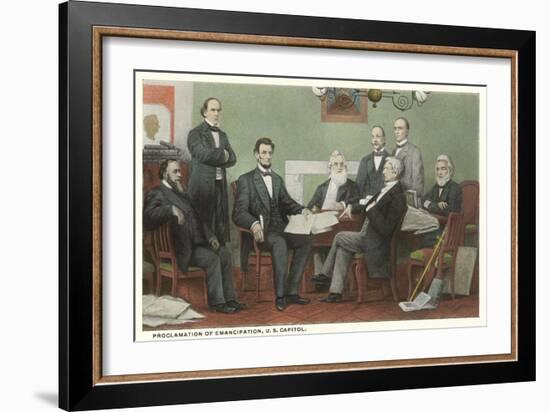 Emancipation Proclamation Signing, Lincoln and Cabinet-null-Framed Art Print