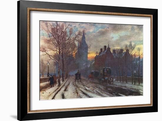 Embankment in Winter-Herbert Marshall-Framed Art Print