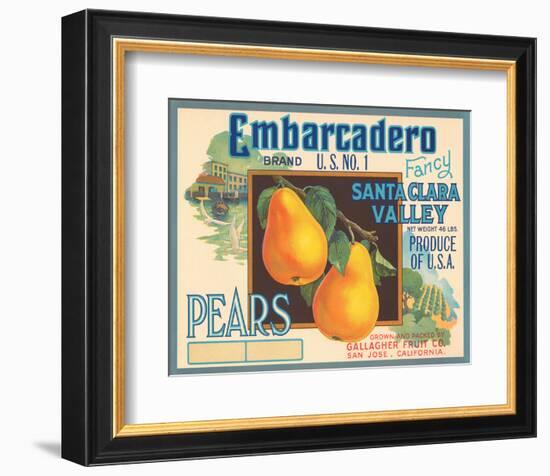 Embarcadero Brand Fancy Pears, Santa Clara Valley, U.S. No. 1-null-Framed Art Print