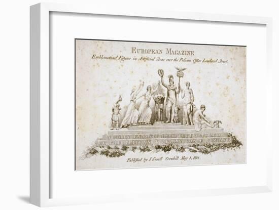 Emblematical Figures over the Pelican Life Office, No 70 Lombard Street, City of London, 1801-null-Framed Giclee Print