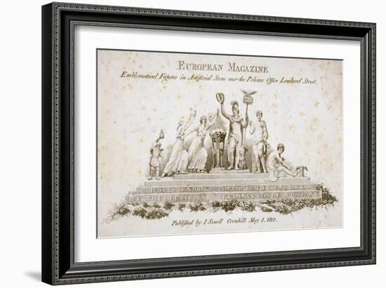 Emblematical Figures over the Pelican Life Office, No 70 Lombard Street, City of London, 1801-null-Framed Giclee Print