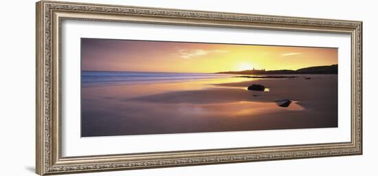 Embleton Bay at Sunrise, Dunstanburgh Castle in the Distance, Near Alwick, Northumberland, England-Lee Frost-Framed Photographic Print