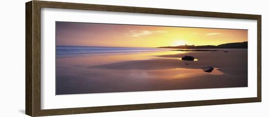 Embleton Bay at Sunrise, Dunstanburgh Castle in the Distance, Near Alwick, Northumberland, England-Lee Frost-Framed Photographic Print