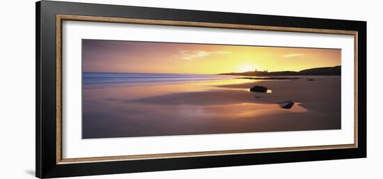 Embleton Bay at Sunrise, Dunstanburgh Castle in the Distance, Near Alwick, Northumberland, England-Lee Frost-Framed Photographic Print