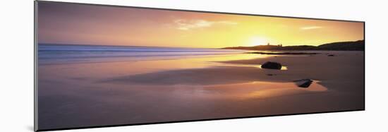 Embleton Bay at Sunrise, Dunstanburgh Castle in the Distance, Near Alwick, Northumberland, England-Lee Frost-Mounted Photographic Print