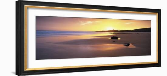 Embleton Bay at Sunrise, Dunstanburgh Castle in the Distance, Near Alwick, Northumberland, England-Lee Frost-Framed Photographic Print