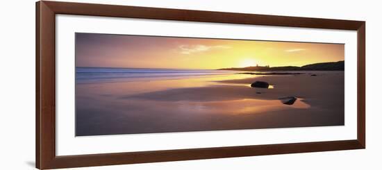 Embleton Bay at Sunrise, Dunstanburgh Castle in the Distance, Near Alwick, Northumberland, England-Lee Frost-Framed Photographic Print