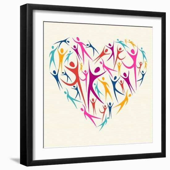 Embrace Diversity Heart-cienpies-Framed Art Print