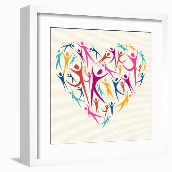 Embrace Diversity Heart-cienpies-Framed Art Print