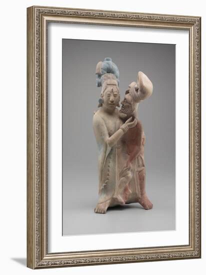 Embracing Couple (Terracotta with Pigments)-Mayan-Framed Giclee Print