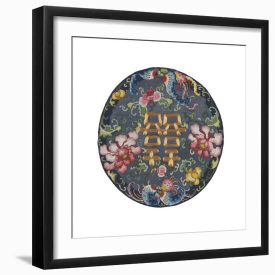 Embroidered Silk, with Double Happiness Roundal-Oriental School -Framed Premium Giclee Print