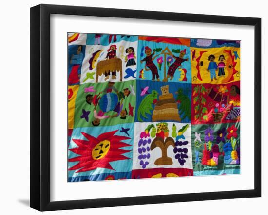 Embroidered Textile, Santiago Atitlan, Lake Atitlan, Guatemala, Central America-Sergio Pitamitz-Framed Photographic Print