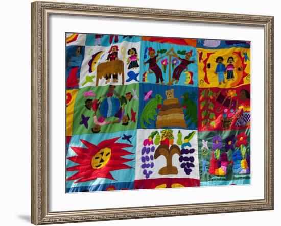 Embroidered Textile, Santiago Atitlan, Lake Atitlan, Guatemala, Central America-Sergio Pitamitz-Framed Photographic Print