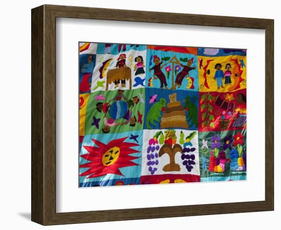 Embroidered Textile, Santiago Atitlan, Lake Atitlan, Guatemala, Central America-Sergio Pitamitz-Framed Photographic Print