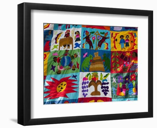 Embroidered Textile, Santiago Atitlan, Lake Atitlan, Guatemala, Central America-Sergio Pitamitz-Framed Photographic Print