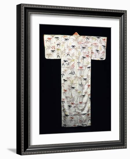 Embroidered White Satin Ladies Kimono, Japanese, Edo Period, 1600-1867-null-Framed Photographic Print